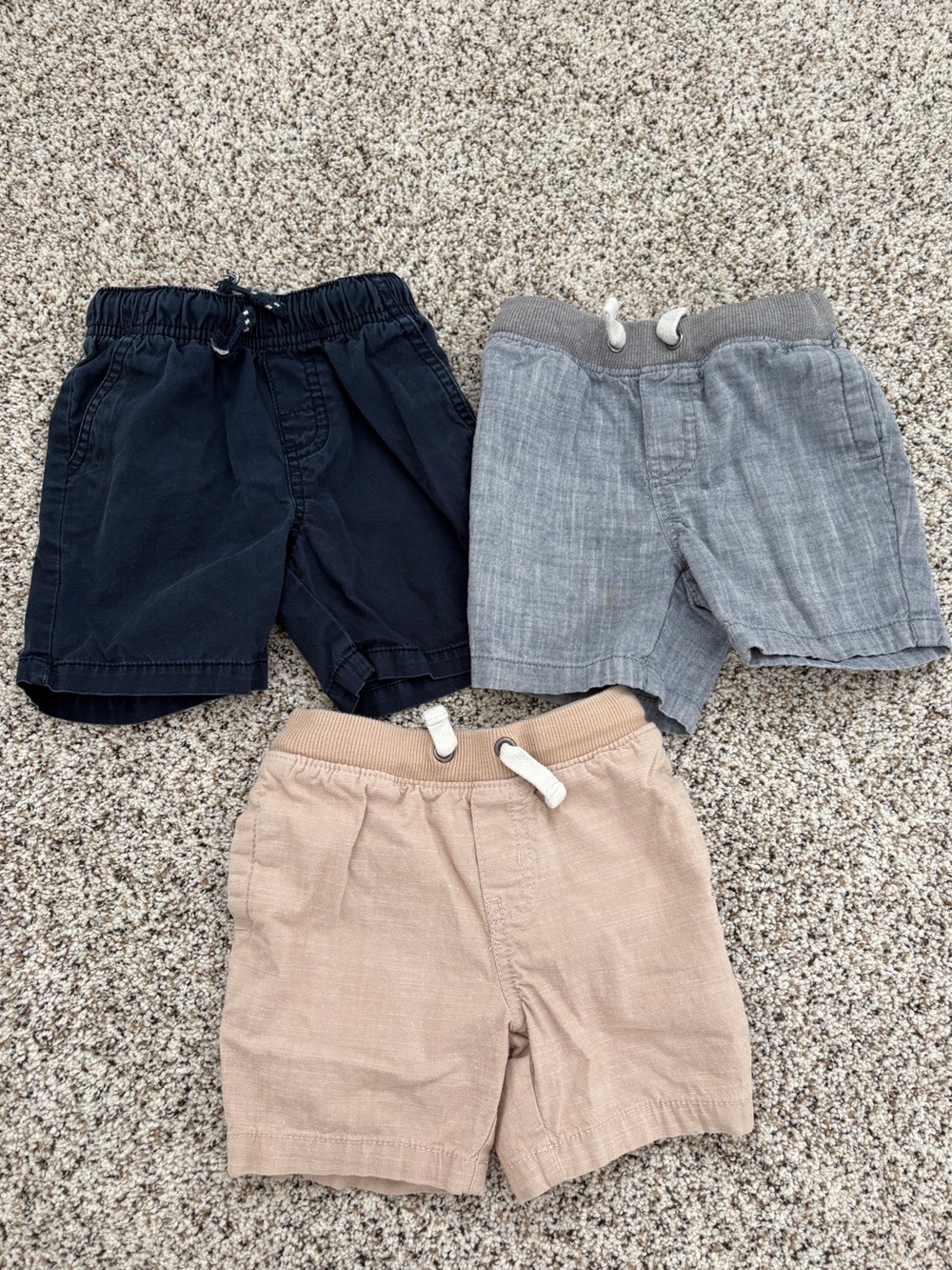 Cat & Jack Toddler Boy Pull-On Shorts Bundle Lot, Navy, Chambray & Khaki, 2T
